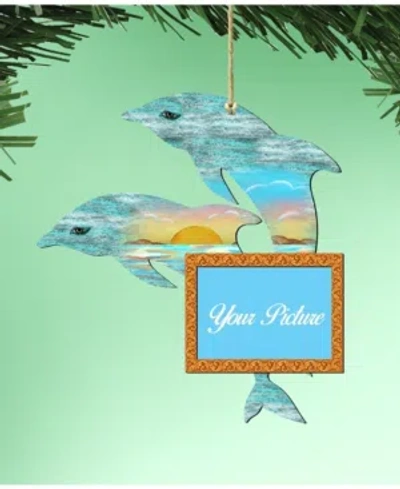 Designocracy Twin Dolphins Picture Frame Ornament Set Of 2 In Multi
