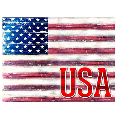 Designocracy Vintage American Flag Wooden Painting Print Wall Décor In Blue;white;red