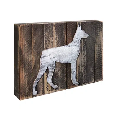 Designocracy Vintage Dog Silhouette Wooden Board Art Wall Décor In Blue
