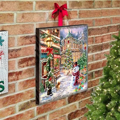 Designocracy Wall Block Collection Christmas Lane Handcrafted Wall Block | D. Gelsinger -  In Blue;red;yellow