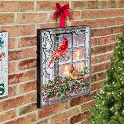 Designocracy Wall Block Collection Winter House Birds Art Wall Block | D. Gelsinger -  In Green;red;yellow