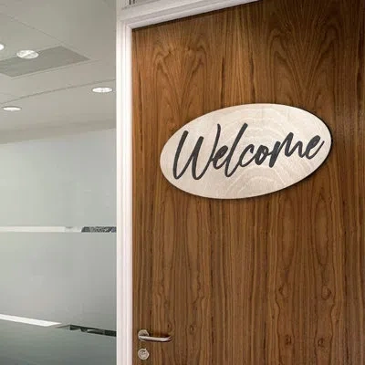 Designocracy Welcome Sign In Light Brown,black
