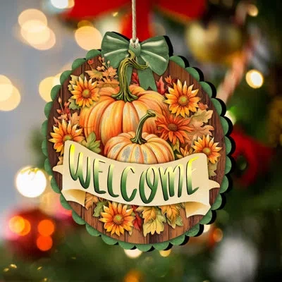 Designocracy Welcome Wooden Ornament In Multicolor