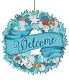 Designocracy Welcome Wreath Wooden Ornament In Multi