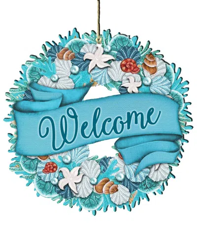 Designocracy Welcome Wreath Wooden Ornament In Multi