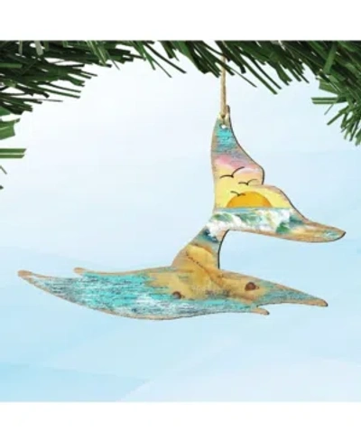 Designocracy Whales Tale Wooden Ornaments, Set Of 2 In Multi