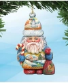 Designocracy Whimsical Winter Wonders Sant Wooden Ornaments, Set Of 2 In Multi