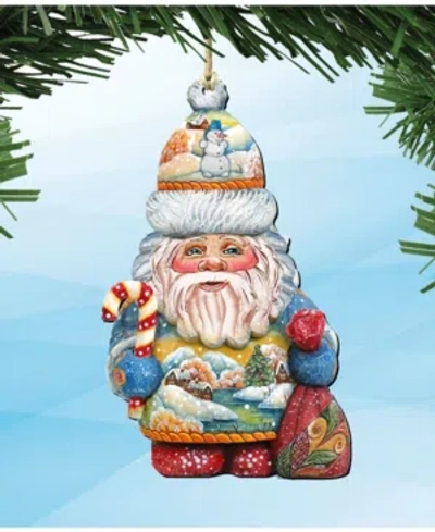 Designocracy Whimsical Winter Wonders Sant Wooden Ornaments, Set Of 2 In Multi