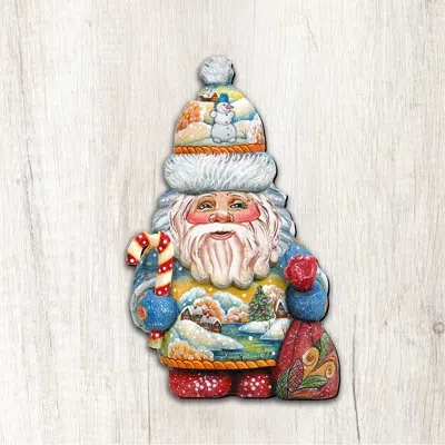 Designocracy Whimsical Winter Wonders Santa Diminutive Door Mural In Multicolor