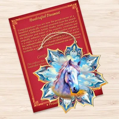 Designocracy White Horse Snowflake Wooden Ornaments By G. Debrekht In Multicolor