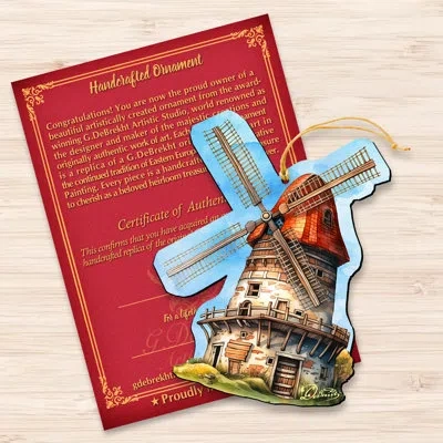 Designocracy Windmill Decorative Wooden Ornaments By G. Debrekht In Blue;white;red