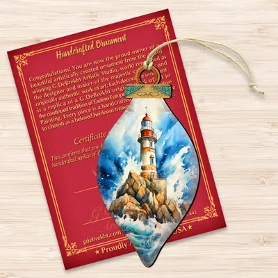 Designocracy Wooden Christmas Tree Decorations - Lighthouse Wooden Ornaments By G.debrekht In Blue