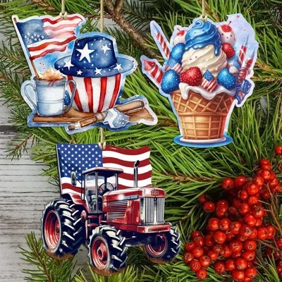 Designocracy Wooden Ornaments Set  Holiday Shaped Ornament
