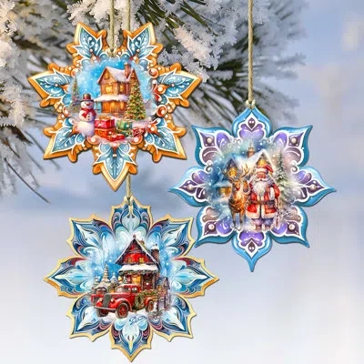 Designocracy Wooden Ornaments Set  Holiday Shaped Ornament