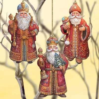 Designocracy Wooden Ornaments Set  Holiday Shaped Ornament