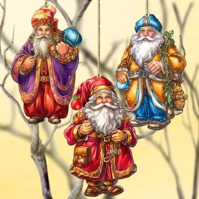 Designocracy Wooden Ornaments Set  Holiday Shaped Ornament