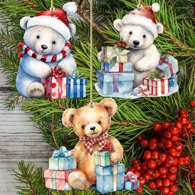 Designocracy Wooden Ornaments Set  Holiday Shaped Ornament