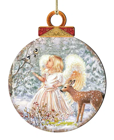 Designocracy Woodland Angel Deer Christmas Ornament In Multi