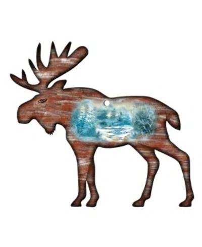 Designocracy Woodsy Moose Scenic Wooden Decor In Multi