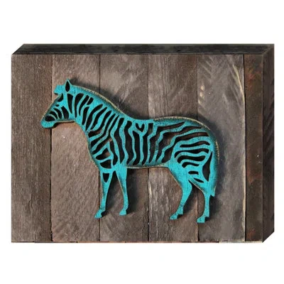 Designocracy Zebra Decorative Shabby Wooden Board Wall Décor In Blue;brown
