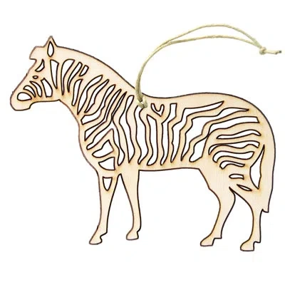 Designocracy Zebra Rustic Wooden Ornament In Multicolor