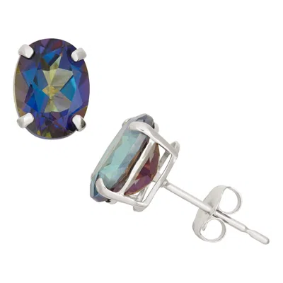 Designs By Gioelli 10k White Gold Gemstone Stud Earrings In Blue