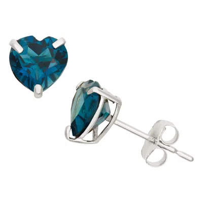 Designs By Gioelli 10k White Gold Gemstone Stud Earrings In Blue