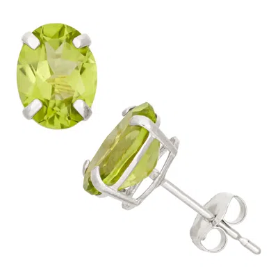 Designs By Gioelli 10k White Gold Gemstone Stud Earrings In Green