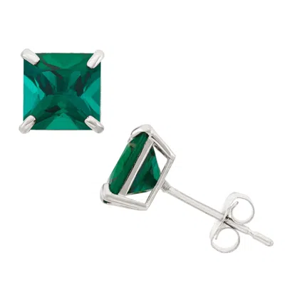 Designs By Gioelli 10k White Gold Gemstone Stud Earrings In Green