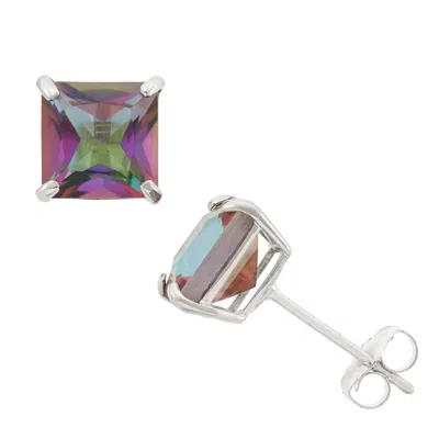 Designs By Gioelli 10k White Gold Gemstone Stud Earrings In Pink