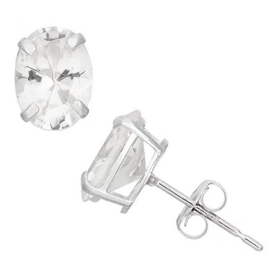Designs By Gioelli 10k White Gold Gemstone Stud Earrings In Silver