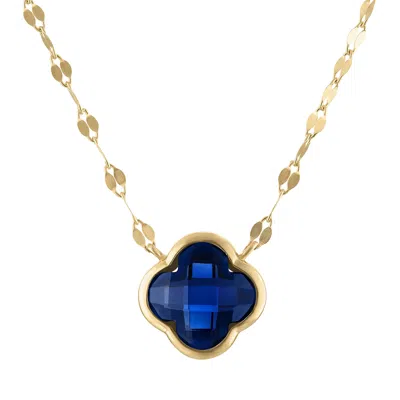 Designs By Gioelli 10k Yellow Gold Gemstone Clover Necklace In Blue