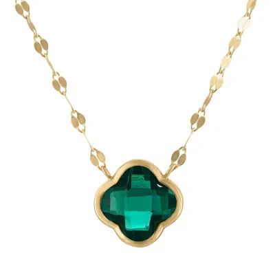 Designs By Gioelli 10k Yellow Gold Gemstone Clover Necklace In Green