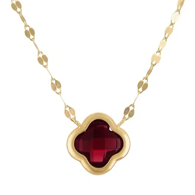 Designs By Gioelli 10k Yellow Gold Gemstone Clover Necklace In Red