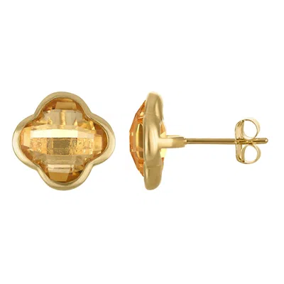 Designs By Gioelli 10k Yellow Gold Gemstone Clover Stud Earrings