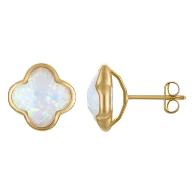 Designs By Gioelli 10k Yellow Gold Gemstone Clover Stud Earrings In Blue
