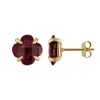 Designs By Gioelli 10k Yellow Gold Gemstone Clover Stud Earrings In Red