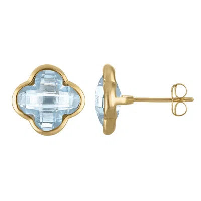 Designs By Gioelli 10k Yellow Gold Gemstone Clover Stud Earrings In Silver