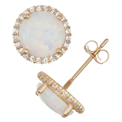 Designs By Gioelli 10k Yellow Gold Gemstone Stud Earrings In Blue