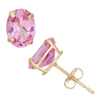 Designs By Gioelli 10k Yellow Gold Gemstone Stud Earrings In Pink