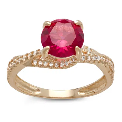 Designs By Gioelli 10k Yellow Gold Lab Created Ruby Ring In Red