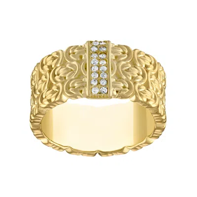 Designs By Gioelli 14k Gold Over Sterling Silver .08 Cttw Diamond Byzantine Band Ring