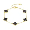 Designs By Gioelli 14k Gold Over Sterling Silver Black Enamel Clovers Bracelet In Black