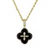 Designs By Gioelli 14k Gold Over Sterling Silver Black Onyx Clover Necklace In Black