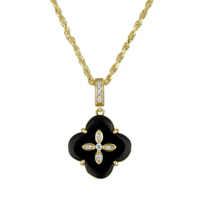 Designs By Gioelli 14k Gold Over Sterling Silver Black Onyx Clover Necklace