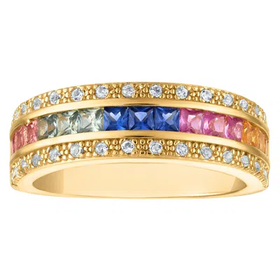 Designs By Gioelli 14k Gold Over Sterling Silver Created Multi Sapphire Band Ring
