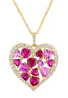 Designs By Gioelli 14k Gold Over Sterling Silver Created Ruby And Pink Sapphire Heart Pendant In Purple