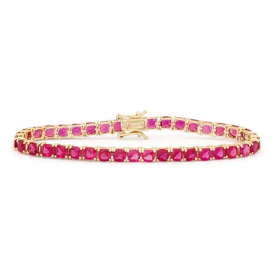 Designs By Gioelli 14k Gold Over Sterling Silver Created Ruby Tennis Bracelet In Red