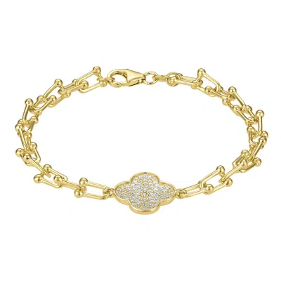 Designs By Gioelli 14k Gold Over Sterling Silver Cubic Zirconia Clover Bracelet