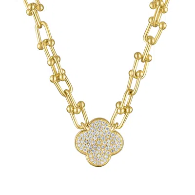 Designs By Gioelli 14k Gold Over Sterling Silver Cubic Zirconia Clover Necklace